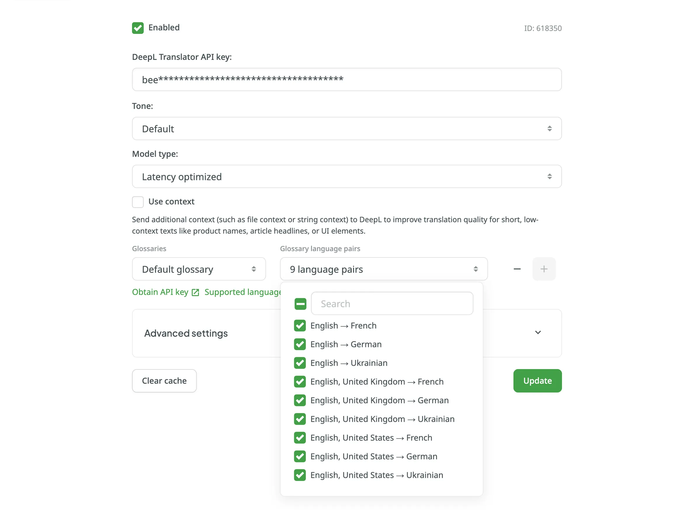 DeepL Glossary Configuration